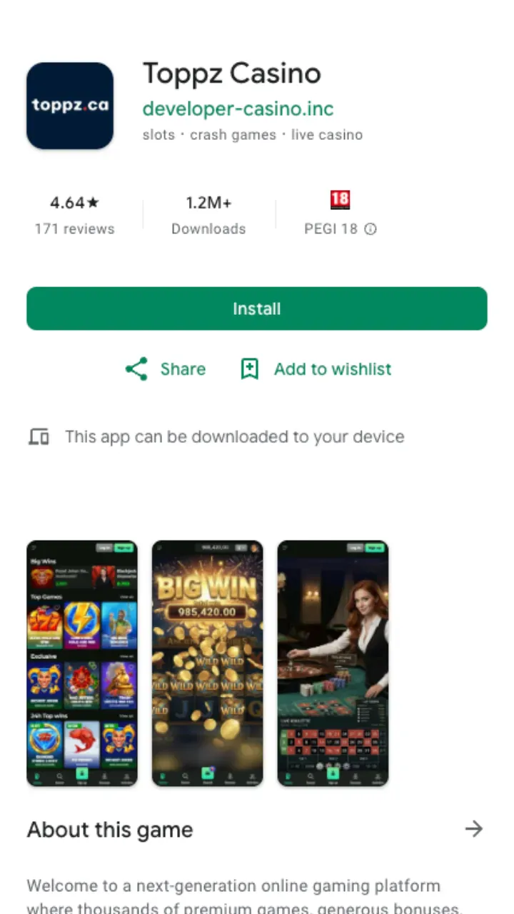 Toppz Casino app